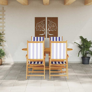 vidaXL Ensemble de salle à manger de jardin 5 pcs Bleu et blanc Bois d'acacia massif