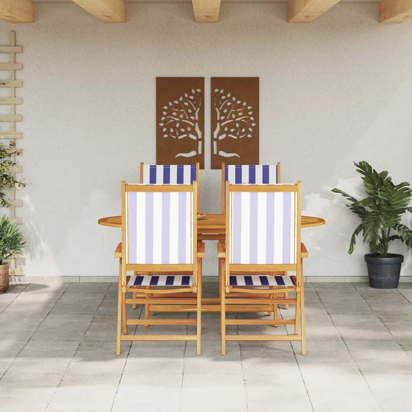 vidaXL Ensemble de salle à manger de jardin 5 pcs Bleu et blanc Bois d'acacia massif