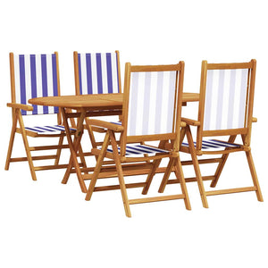 vidaXL Ensemble de salle à manger de jardin 5 pcs Bleu et blanc Bois d'acacia massif