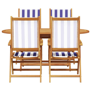 vidaXL Ensemble de salle à manger de jardin 5 pcs Bleu et blanc Bois d'acacia massif