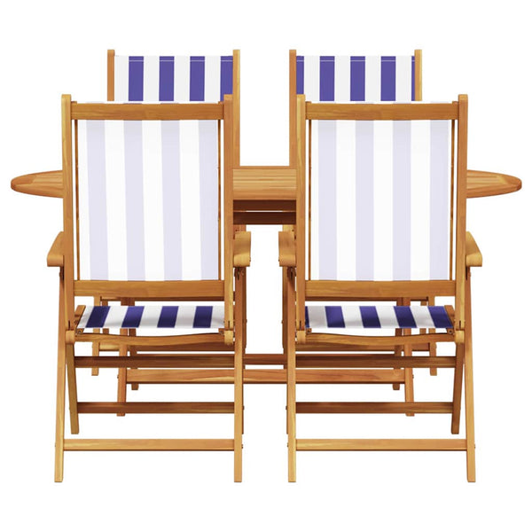vidaXL Ensemble de salle à manger de jardin 5 pcs Bleu et blanc Bois d'acacia massif