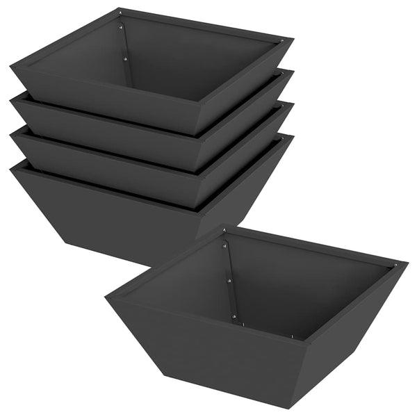 Schwarzes Garten-Pflanzgefäß 5er Set 40x40x15cm