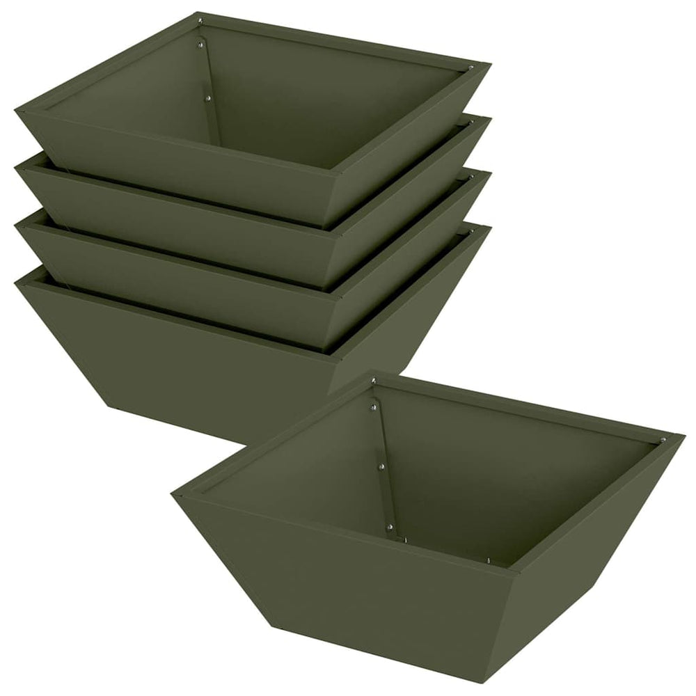 Garten Pflanzgefäß 5er Set Olive Grün 40x40x15cm