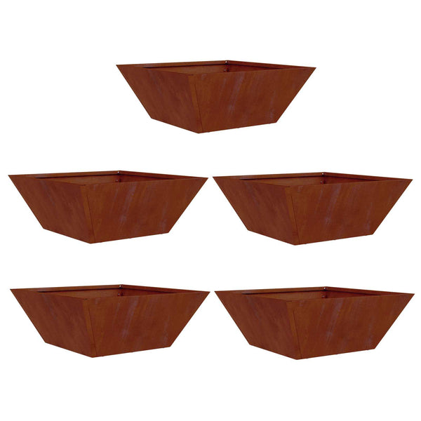 Rostige Pflanzgefäße 5er Set, 40x40x15cm