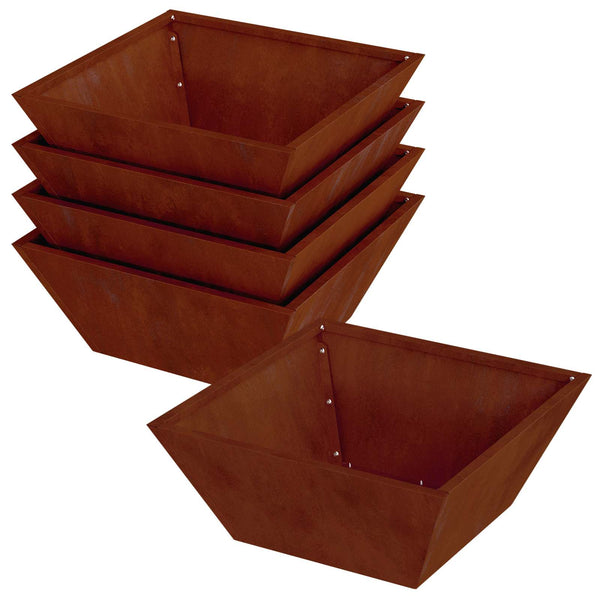 Rostige Pflanzgefäße 5er Set, 40x40x15cm