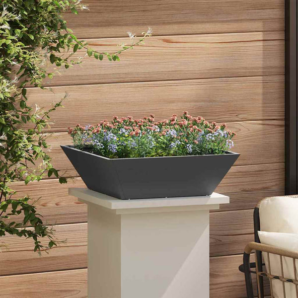 vidaXL Jardinière de jardin Noir 50 x 50 x 15 cm Acier laminé à froid
