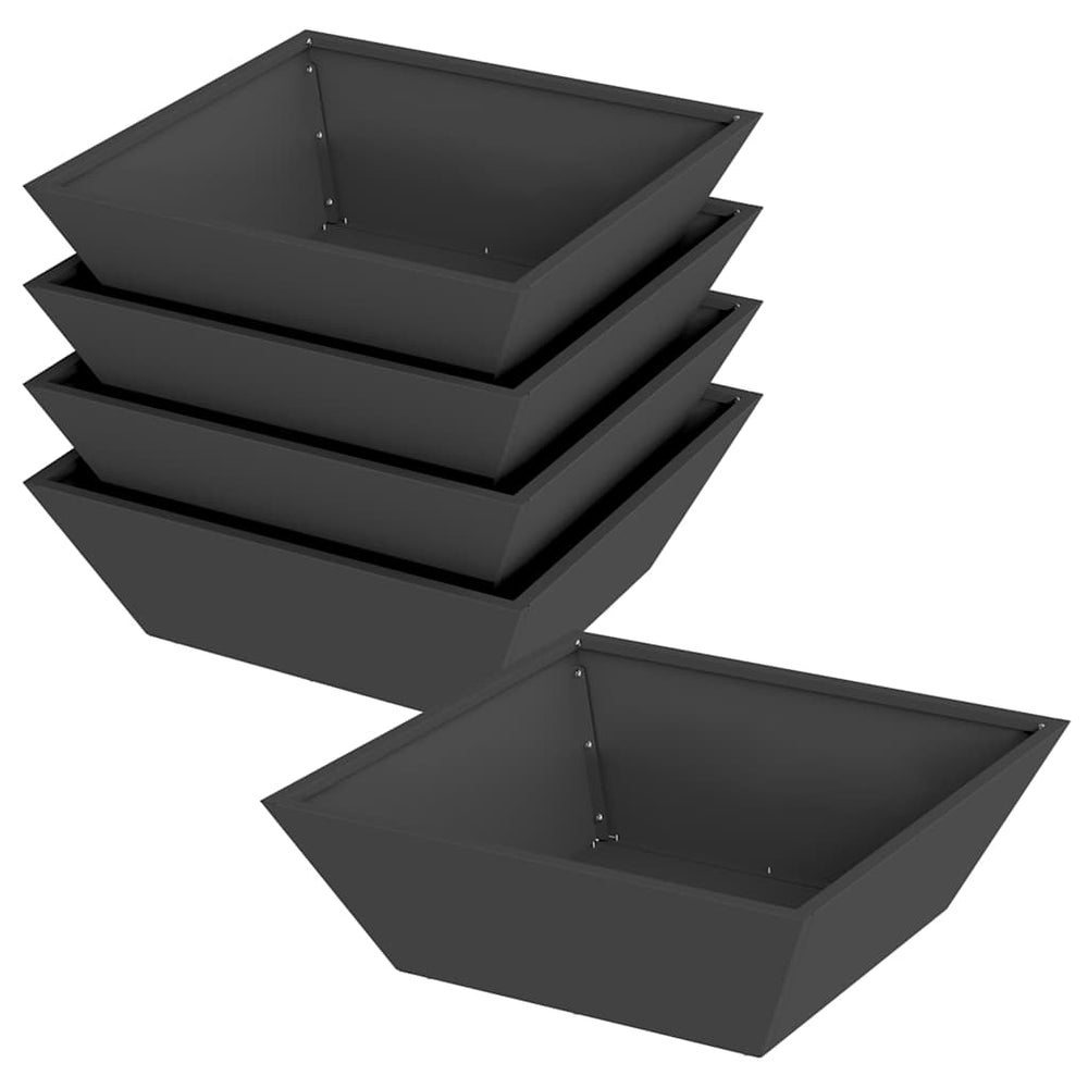Garten Pflanzgefäß 5er Set Schwarz 50x50x15cm