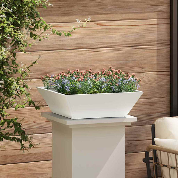 Weißes Garten-Pflanzgefäß 5er Set 50x50x15cm