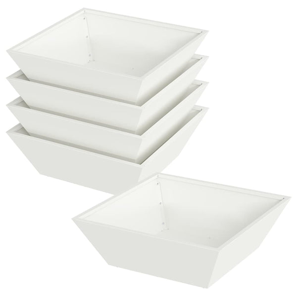Weißes Garten-Pflanzgefäß 5er Set 50x50x15cm