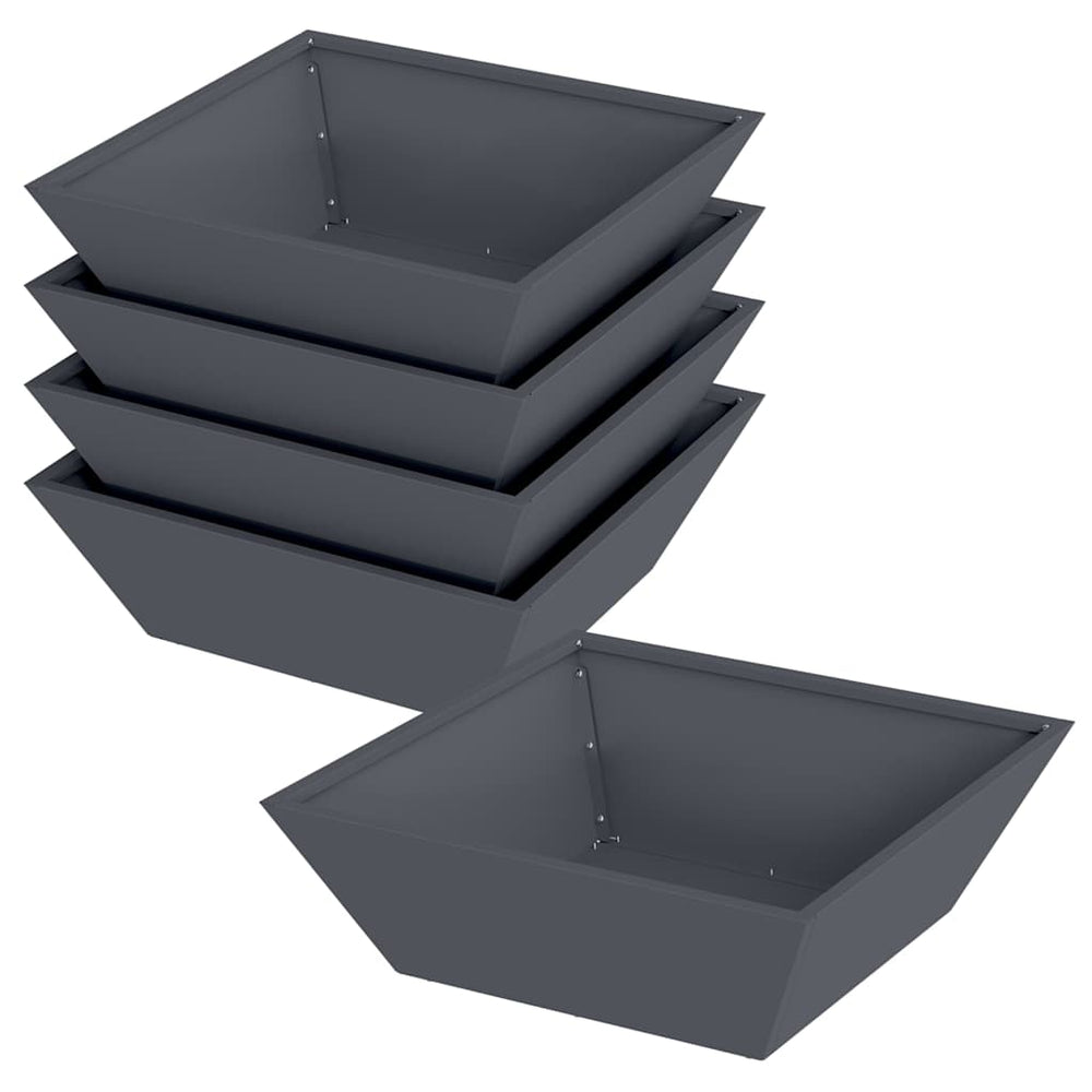 Anthrazit Garten Pflanzgefäß 5er Set 50x50x15cm