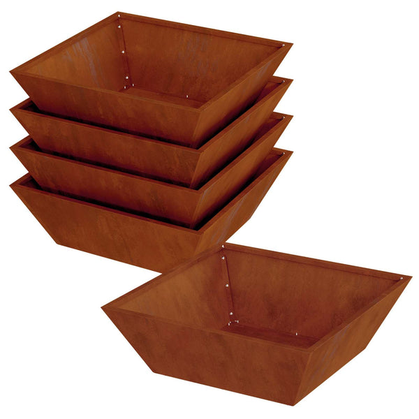 vidaXL Jardinière de jardin 5 pcs Rouille 50 x 50 x 15 cm Acier Corten