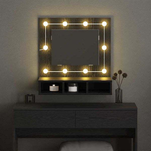 Spiegelschrank mit Regal Schwarz Eiche 60cm