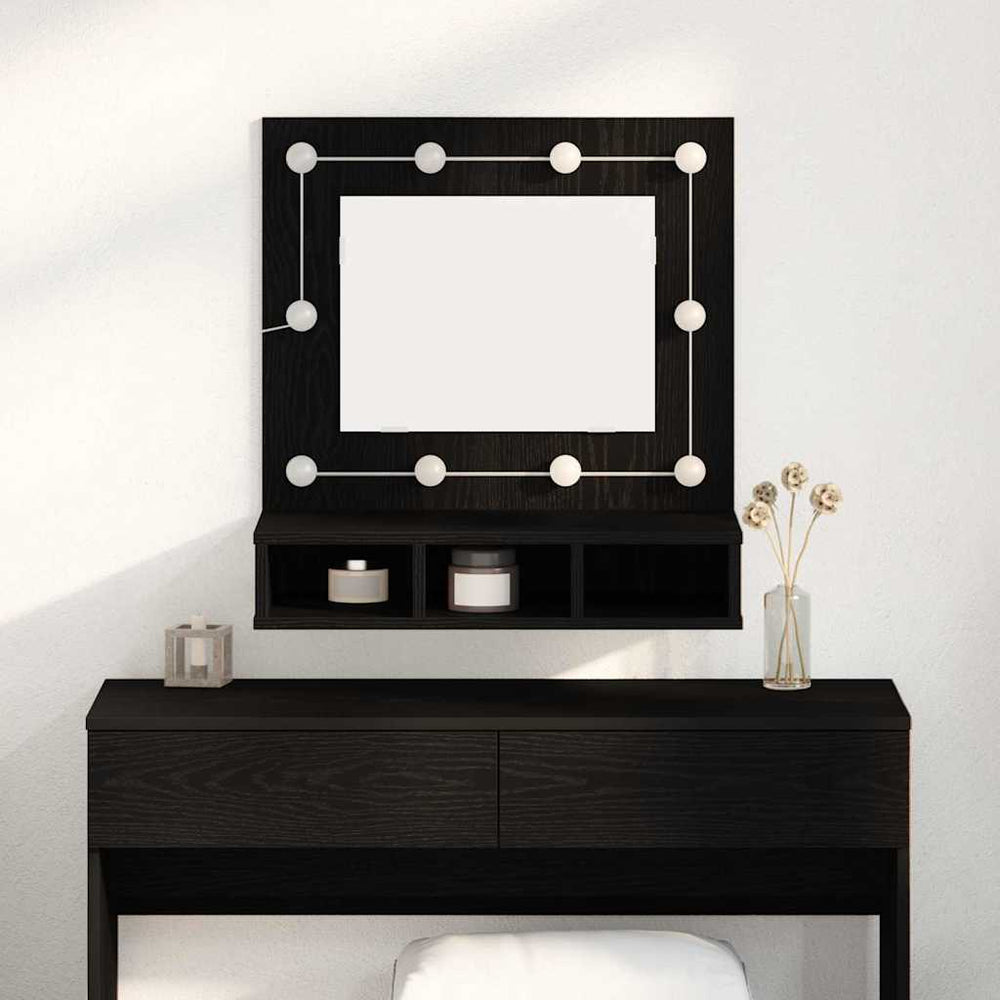 Spiegelschrank mit Regal Schwarz Eiche 60cm