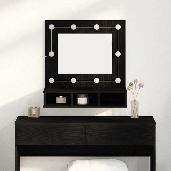 Spiegelschrank mit Regal Schwarz Eiche 60cm