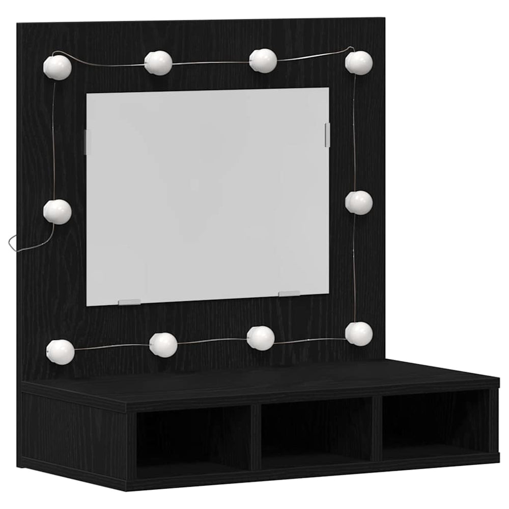 Spiegelschrank mit Regal Schwarz Eiche 60cm