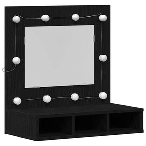 Spiegelschrank mit Regal Schwarz Eiche 60cm
