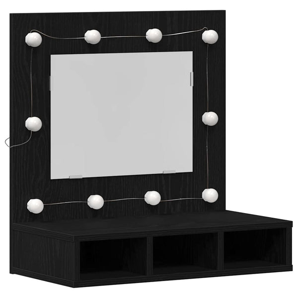 Spiegelschrank mit Regal Schwarz Eiche 60cm