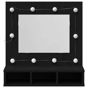 Spiegelschrank mit Regal Schwarz Eiche 60cm