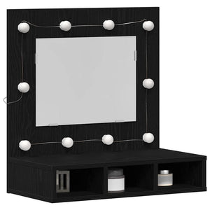 Spiegelschrank mit Regal Schwarz Eiche 60cm
