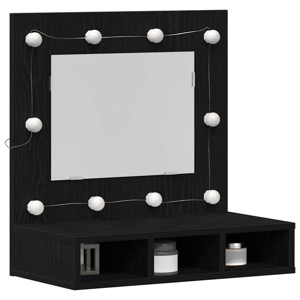 Spiegelschrank mit Regal Schwarz Eiche 60cm