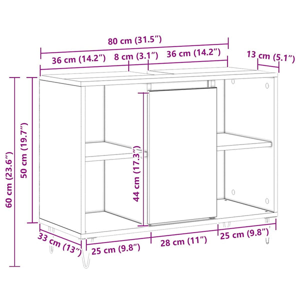 Badezimmerschrank Artisan Eiche 80cm