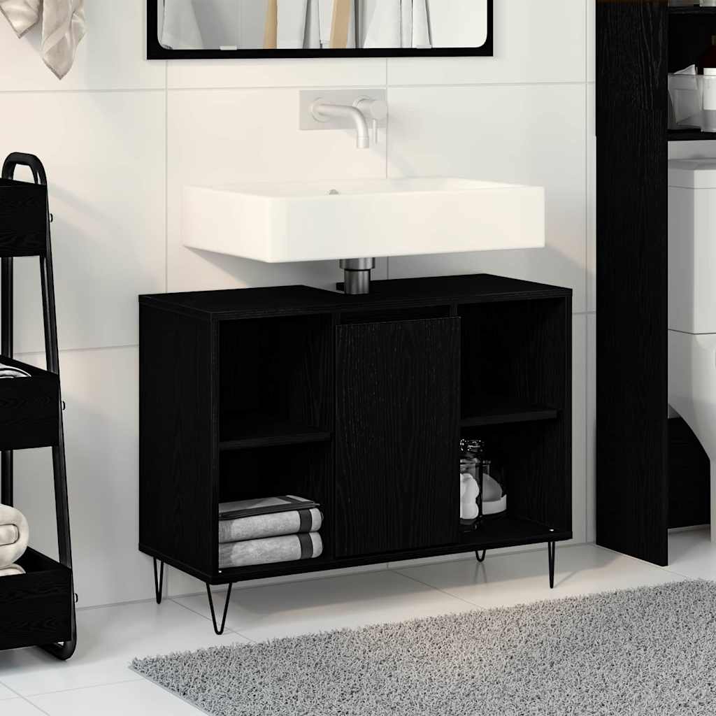Schwarzer Badezimmerschrank mit Tür