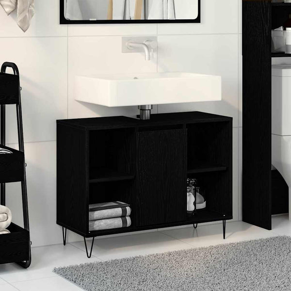 Schwarzer Badezimmerschrank mit Tür