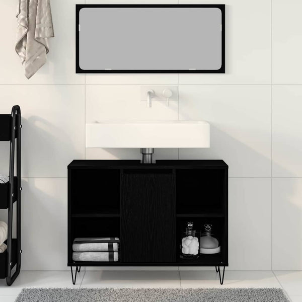 Schwarzer Badezimmerschrank mit Tür