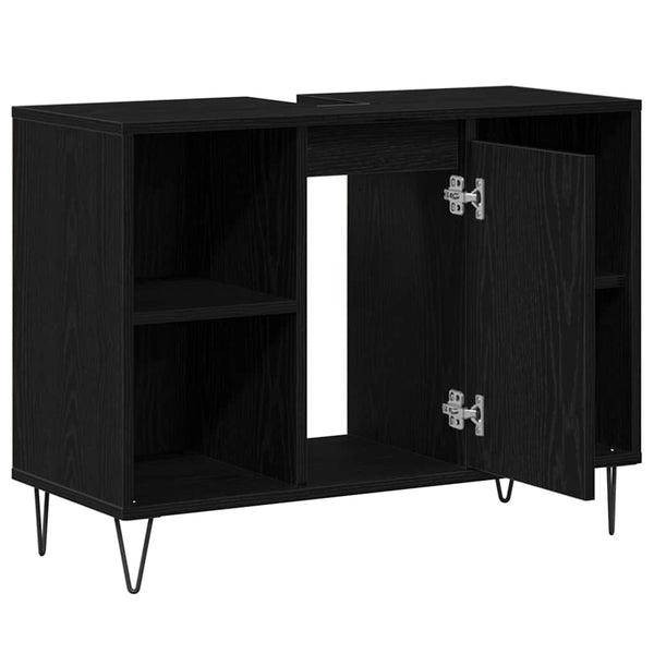 Schwarzer Badezimmerschrank mit Tür