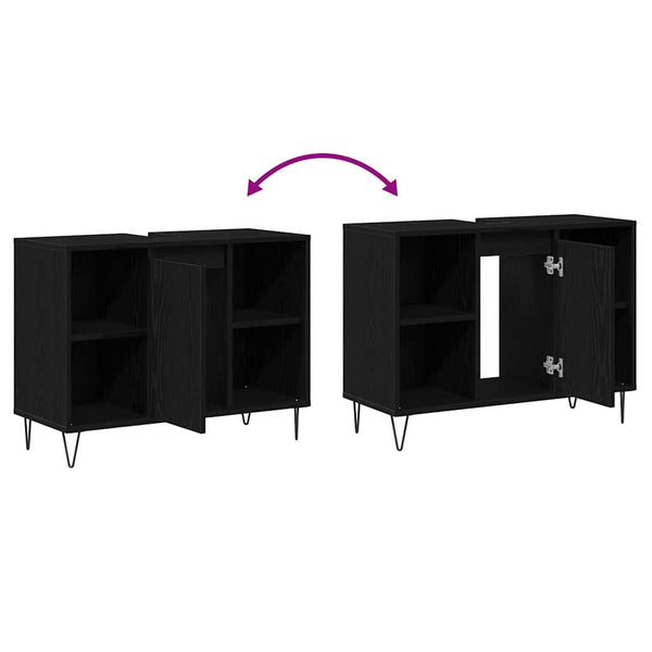 Schwarzer Badezimmerschrank mit Tür
