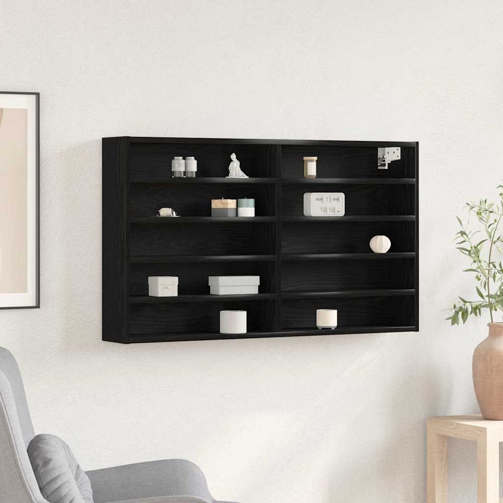 vidaXL Display Cabinet Black Oak Look 100 x 15 x 58 cm Engineered Wood