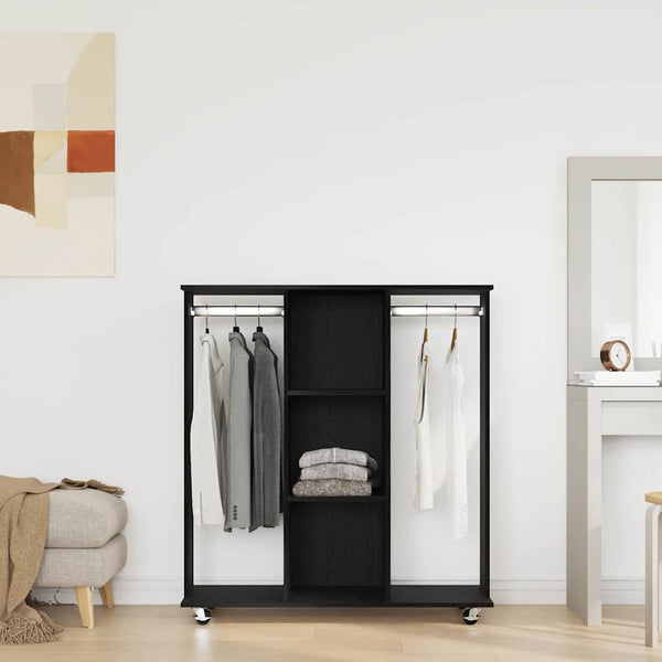 Kleiderschrank Schwarz Eichen-Optik 102x38x110 cm