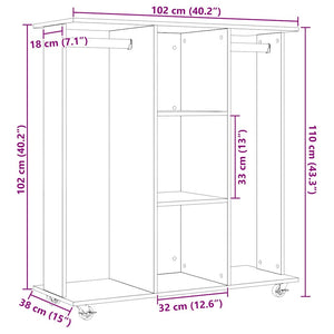 Kleiderschrank Schwarz Eichen-Optik 102x38x110 cm