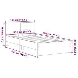 Bettrahmen Altholz mit Kopfteil 203x104 cm