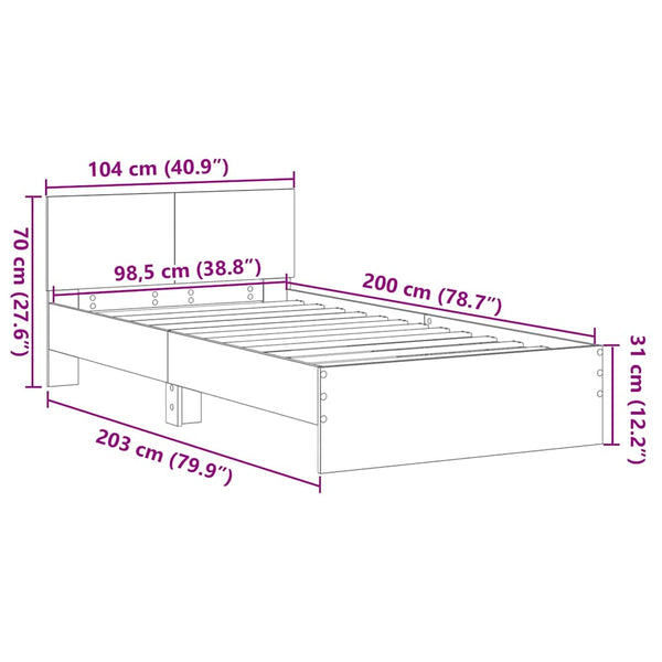 Bettrahmen Altholz mit Kopfteil 203x104 cm
