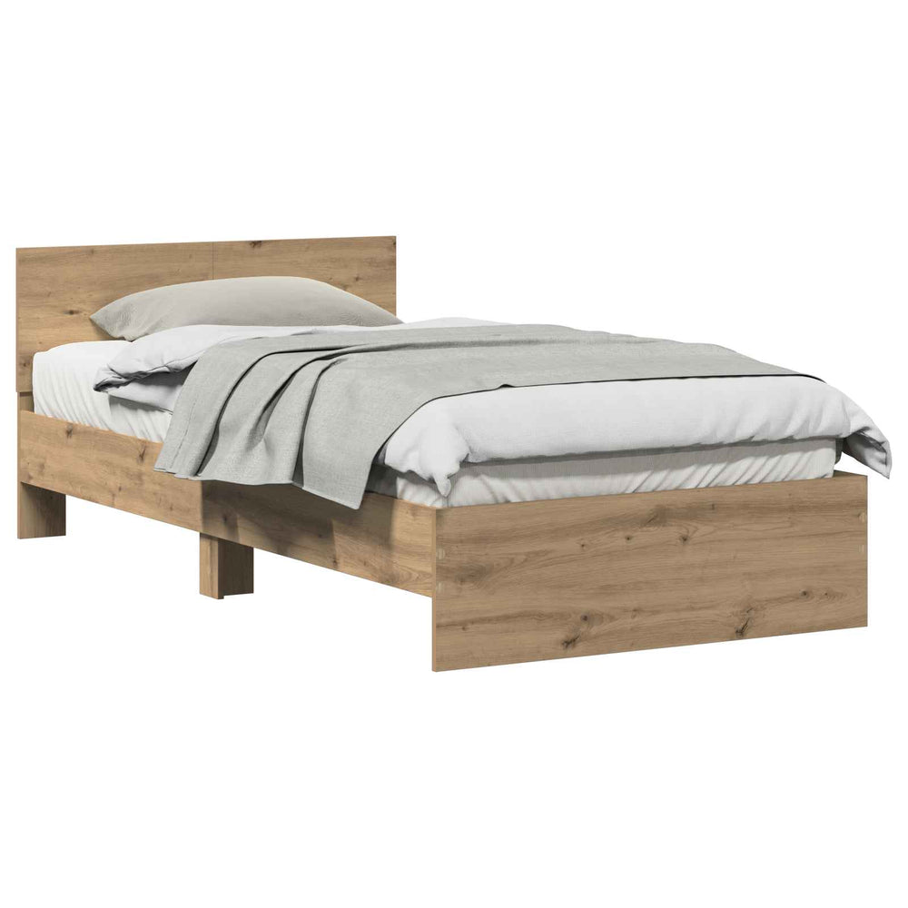 vidaXL Cadre de lit chêne artisanal 203 x 104 x 70 cm Bois d'ingénierie
