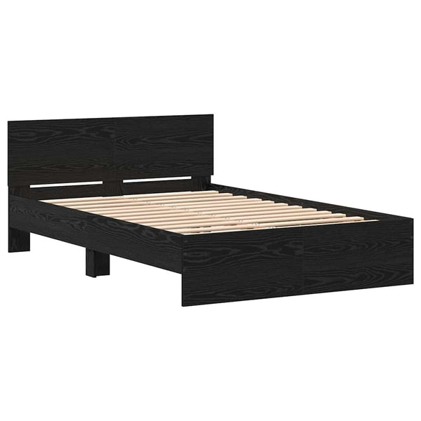 Schwarzer Bettrahmen Eichenoptik 125x193 cm
