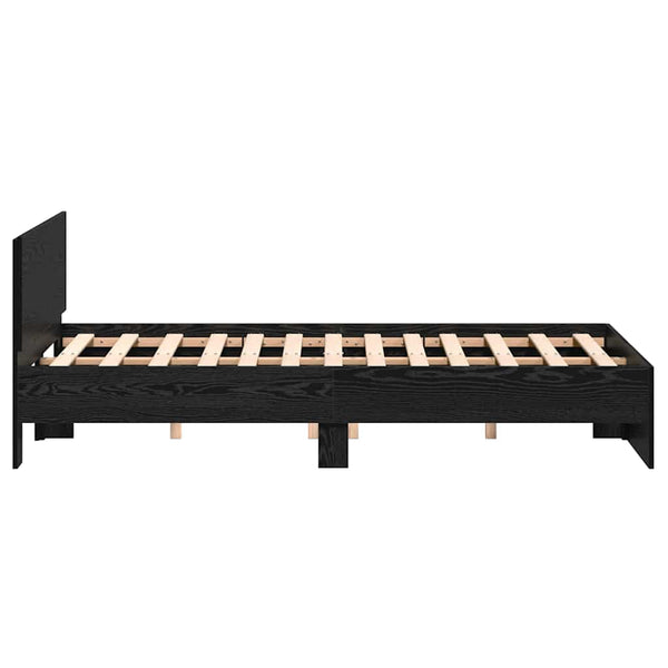Schwarzer Bettrahmen Eichenoptik 125x193 cm