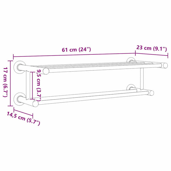 Schwarzer Handtuchhalter Edelstahl 61cm