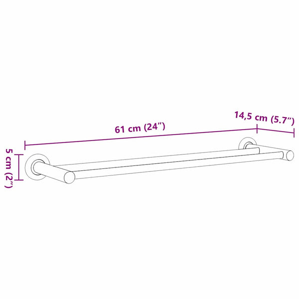 Schwarzer Handtuchhalter Edelstahl 61cm
