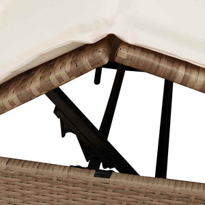vidaXL Bain de soleil double beige 205 x 129 x 200 cm en résine tressée