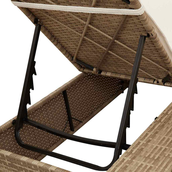 vidaXL Bain de soleil double beige 205 x 129 x 200 cm en résine tressée