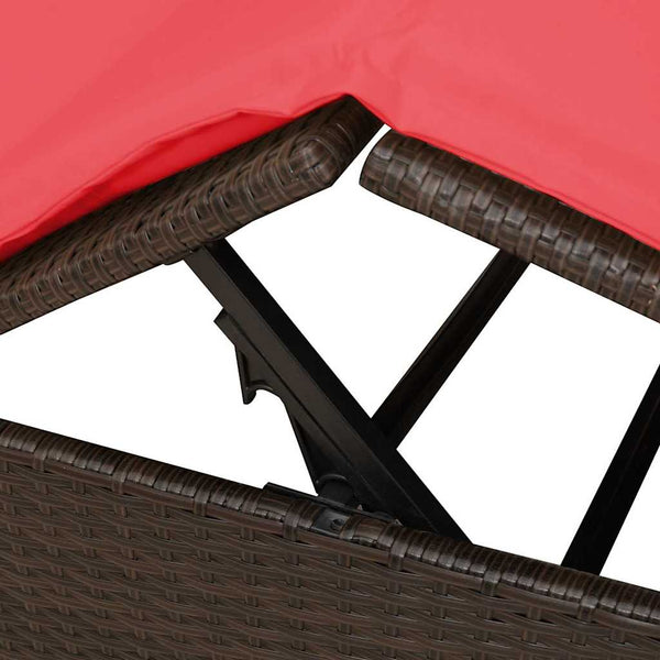 Doppelte Sonnenliege Rot Poly-Rattan