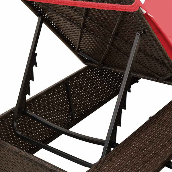 Doppelte Sonnenliege Rot Poly-Rattan