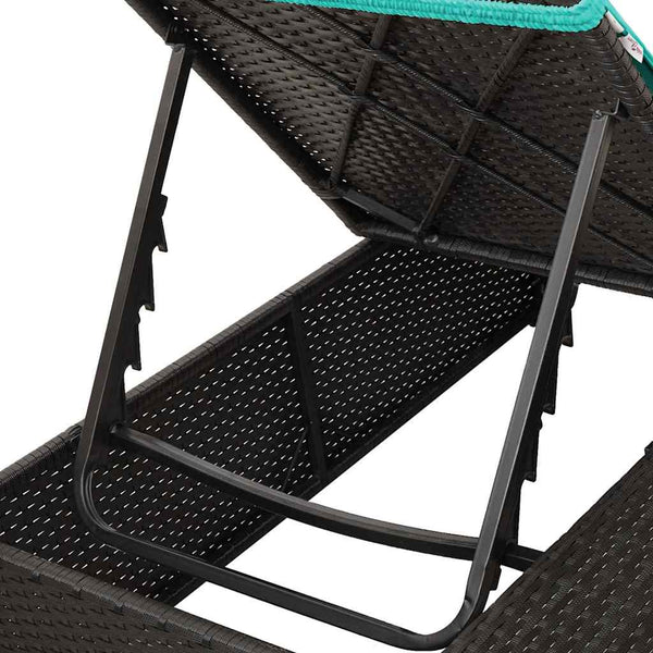 Doppelte Sonnenliege Türkis Poly-Rattan