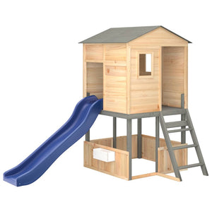 Dunkelgrauer Spielturm aus Massivholz