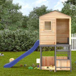 Dunkelgrauer Spielturm aus Massivholz