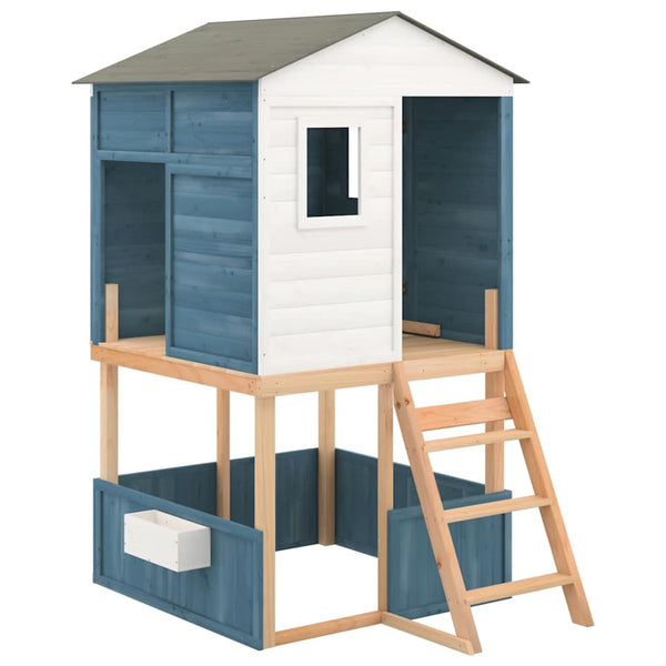 Spielturm aus Holz, Weiß & Blau
