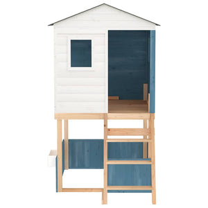 Spielturm aus Holz, Weiß & Blau