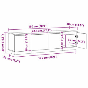 TV-Schrank Weiß mit LED 180cm